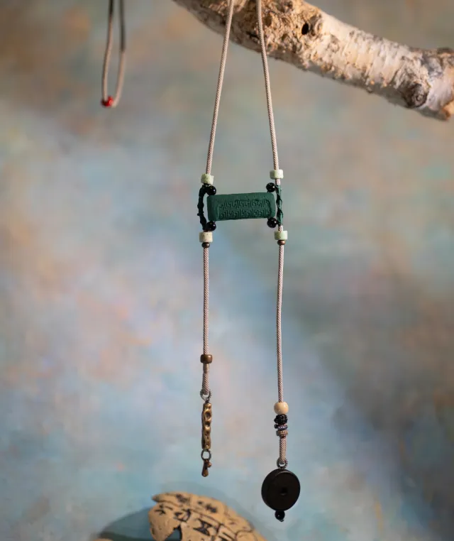 Adjustable Necklace – Blue Medicine Incense Pendant with Dual Balance & Guardian Elements - Blue · Blue Medicine · Large · Necklace · 40–82cm