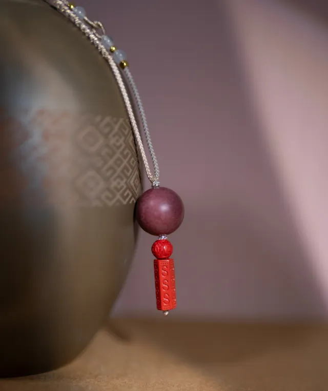 Adjustable Necklace – Rose Incense Bead Pendant with Central Balance Structure - Rose · Rose Blend · Core · Necklace · 35–62cm