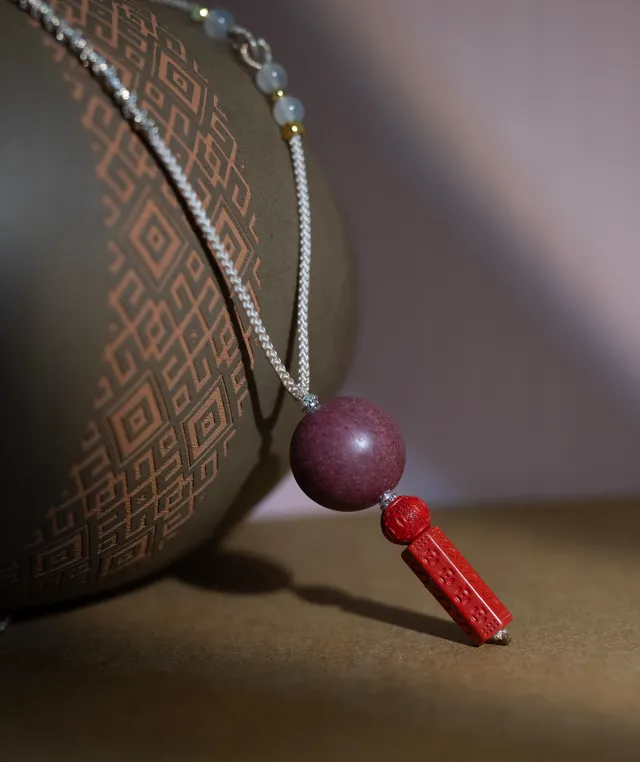Adjustable Necklace – Rose Incense Bead Pendant with Central Balance Structure - Rose · Rose Blend · Core · Necklace · 35–62cm