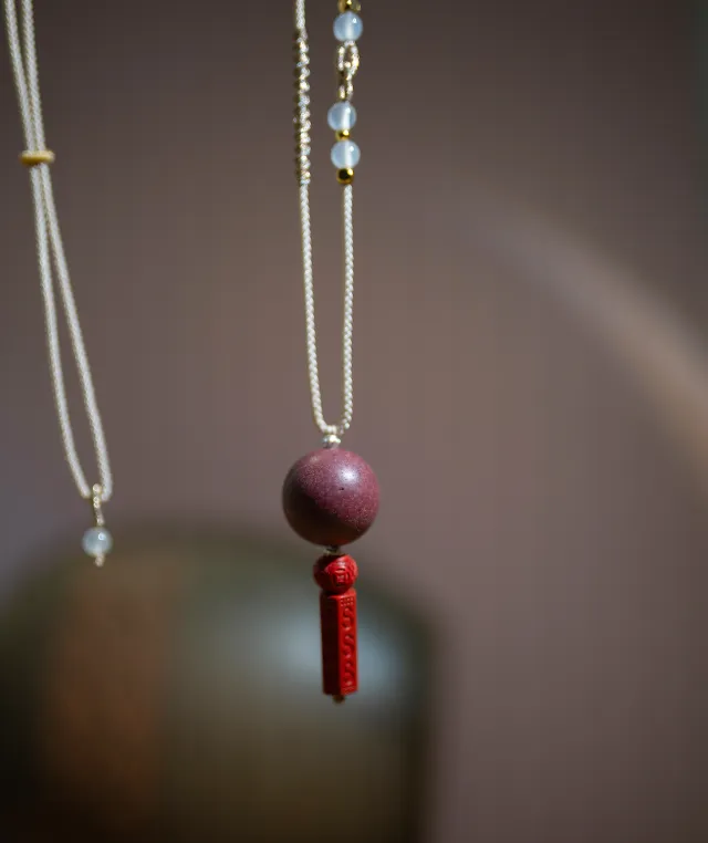 Adjustable Necklace – Rose Incense Bead Pendant with Central Balance Structure - Rose · Rose Blend · Core · Necklace · 35–62cm