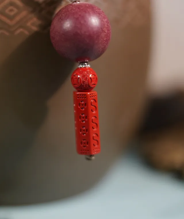 Adjustable Necklace – Rose Incense Bead Pendant with Central Balance Structure - Rose · Rose Blend · Core · Necklace · 35–62cm