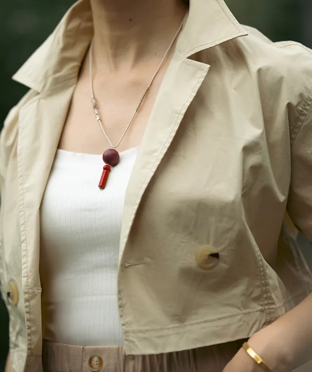 Adjustable Necklace – Rose Incense Bead Pendant with Central Balance Structure - Rose · Rose Blend · Core · Necklace · 35–62cm