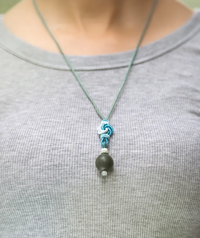 Adjustable Necklace – Green Incense Bead Pendant with Mandala Knot Structure - Green · Dream Spirit · Knot Structure · Necklace · 35–66cm