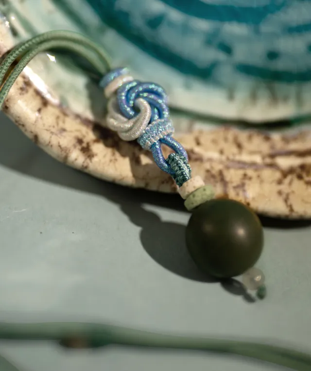 Adjustable Necklace – Green Incense Bead Pendant with Mandala Knot Structure - Green · Dream Spirit · Knot Structure · Necklace · 35–66cm