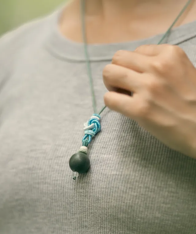 Adjustable Necklace – Green Incense Bead Pendant with Mandala Knot Structure - Green · Dream Spirit · Knot Structure · Necklace · 35–66cm