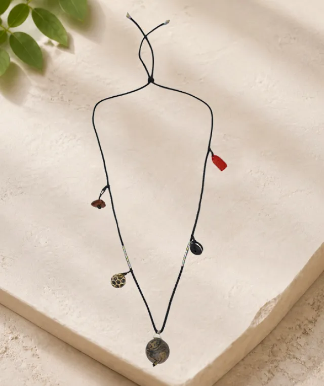 Adjustable Necklace – Mixed Incense Bead Pendant with Multi-Symbolic Structure - Mixed · Dual Blend · Composite · Necklace · 36–60cm