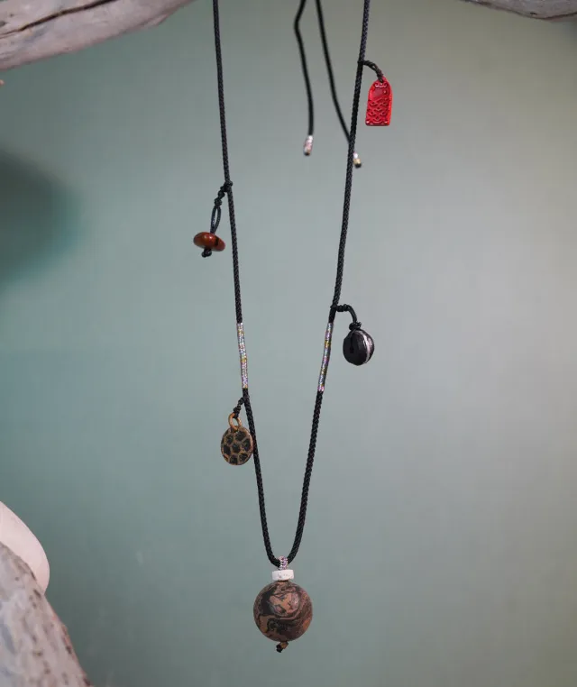 Adjustable Necklace – Mixed Incense Bead Pendant with Multi-Symbolic Structure - Mixed · Dual Blend · Composite · Necklace · 36–60cm