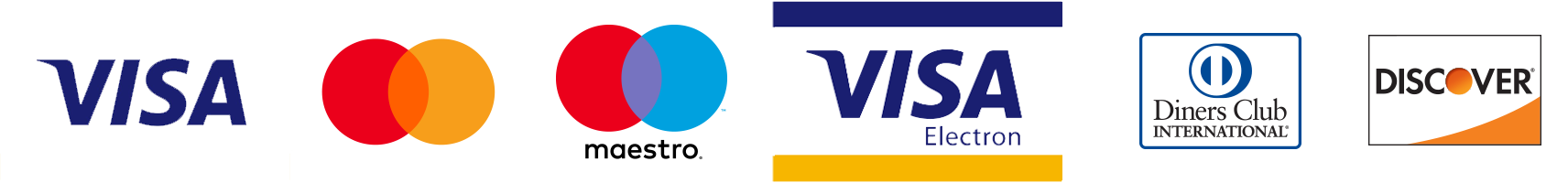 Accepted payment cards